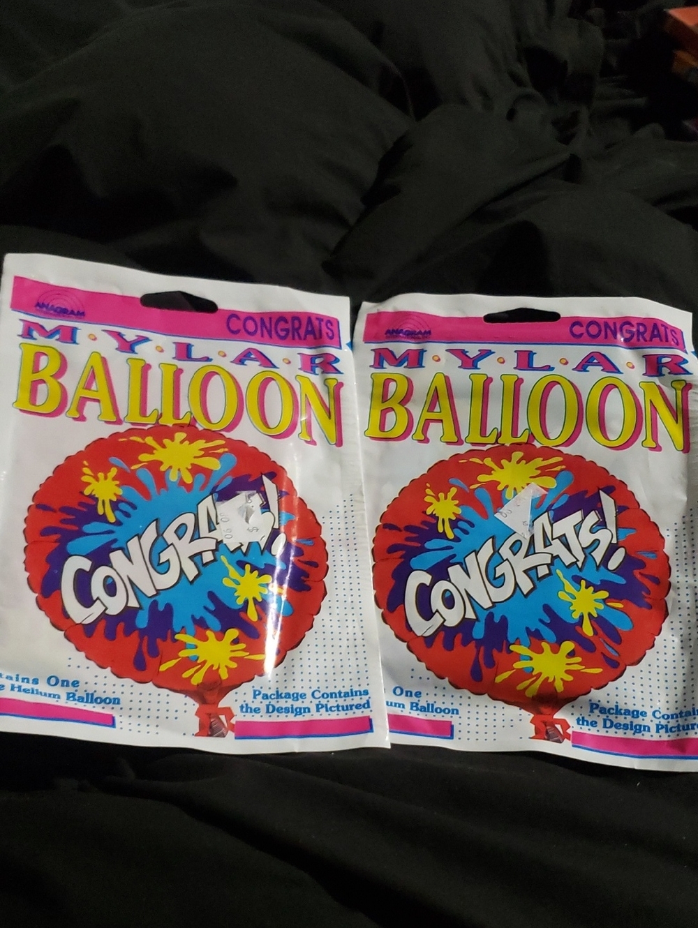 Mylar Balloon x2 Vintage 1980s Anagram International NOS